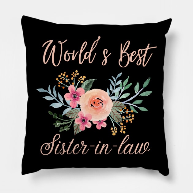 World's best sister-in-law sister in law shirts cute with flowers Pillow by Maroon55