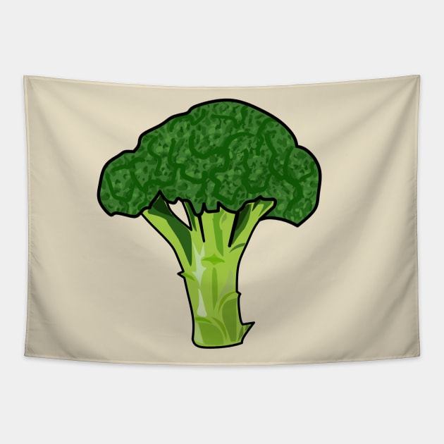 Broccoli cartoon illustration Tapestry by Miss Cartoon