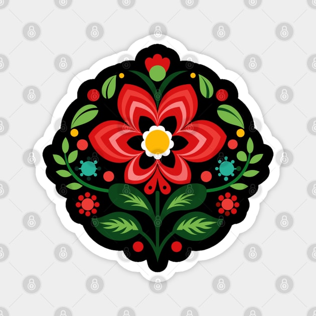 Norwegian Rosemaling Flower Folk Art Ornament Magnet by craftydesigns