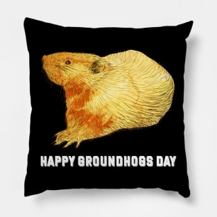 Happy groundhog day colorful sketch holiday shirt Pillow