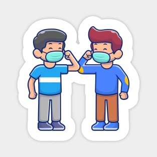 Elbow Bump greeting people cartoon Magnet