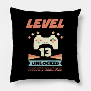 Official Teenager 13th Birthday Gift Level 13 Unlocked Pillow