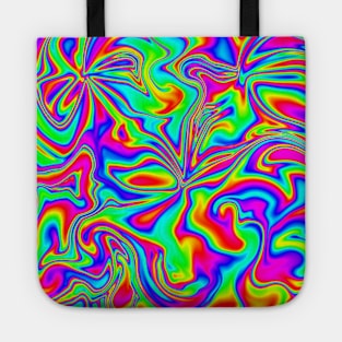 Psychedelic Rainbow Marbleized Pattern Tote