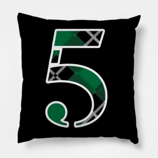 5 Sports Jersey Number Green Black Flannel Pillow