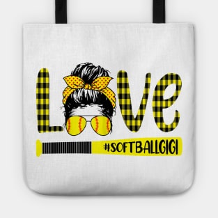 Gigi Life Softball Baseball Mothers Day Gift Messy Bun Tote