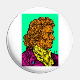 FRIEDRICH SCHILLER ink and acrylic portrait Pin