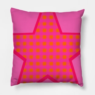 Pink and Orange Gingham Star Pillow