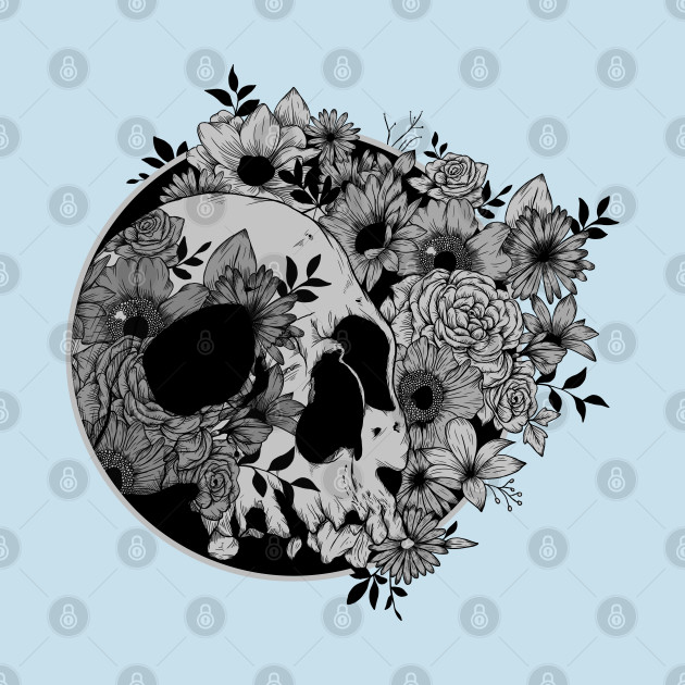 Discover Dark Skulls and Flowers - Skull Flowers - T-Shirt