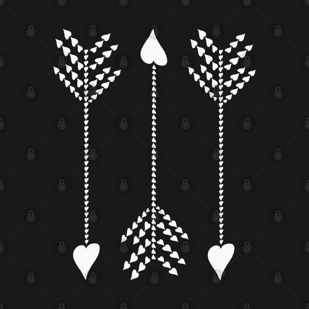 3 Love Heart Arrows Graphic Design in White by DoubleBrush