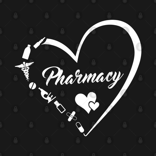 Pharmacy Heart Pharmacist Pharmacy Tech by White Martian