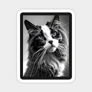 Black and White Cat - Modern Digital Art Magnet