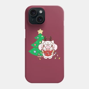 Kawaii Christmas Tree And Panko the Highland Cow Christmas Sweater Phone Case