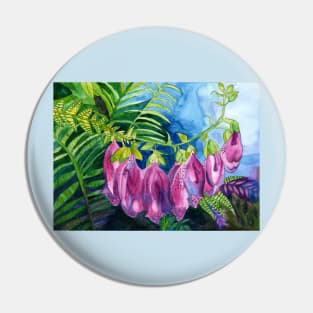 Pink Foxglove watercolour painting Pin