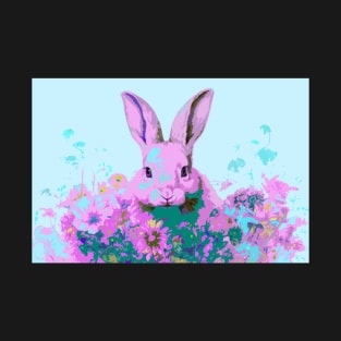 Hot pink, psychedelic bunny T-Shirt