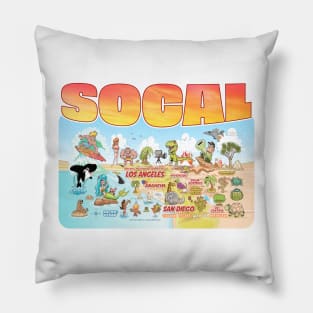 SoCal Cartoon Sunset Pillow