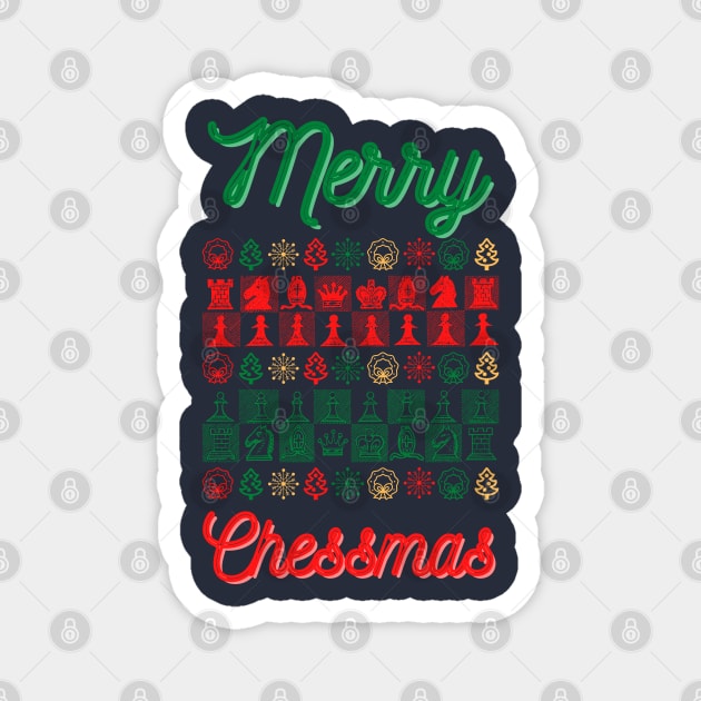 Merry Chessmas - Christmas Chess Magnet by Chessfluencer