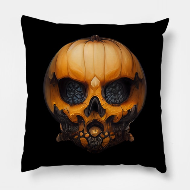 Pumpkin Skull Halloween Pillow by MZeeDesigns