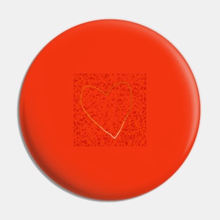 Small Gold Line Heart on Red Pin