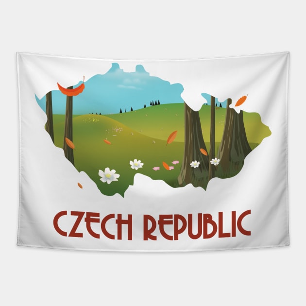 Czech republic travel map Tapestry by nickemporium1