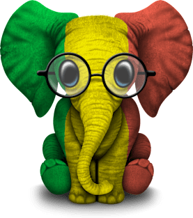 Baby Elephant with Glasses and Mali Flag Magnet