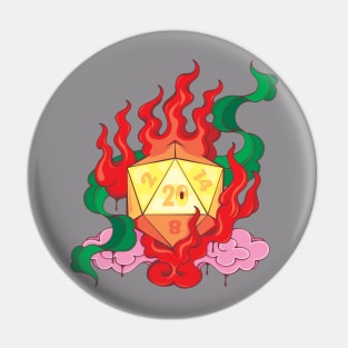 D20 Lucky Dice on Fire Pin