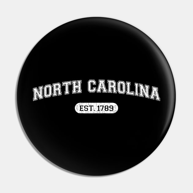 Classic College-Style North Carolina 1789 Distressed University Design Pin by Webdango