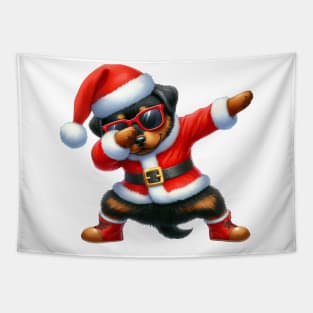 Christmas Rottweiler Dog Dabbing Dance Tapestry