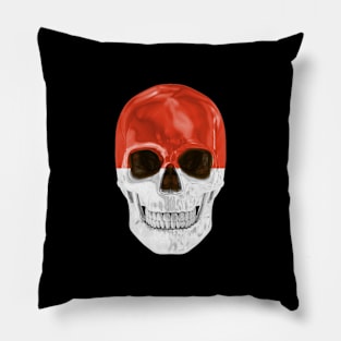 Monaco Flag Skull - Gift for Monacan With Roots From Monaco Pillow