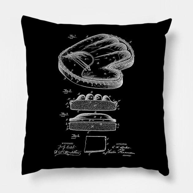 Baseball Catcher's Glove Vintage Funny Novelty Patent Drawing Pillow by TheYoungDesigns