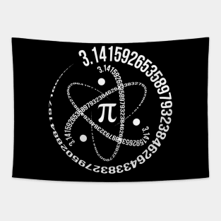 Pi Day 2024- Science Atom Black Tapestry