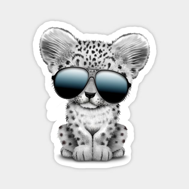 Cute Baby Snow leopard Wearing Sunglasses Magnet by jeffbartels