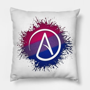 Paint Splatter Bisexual Pride Atheist Symbol Pillow