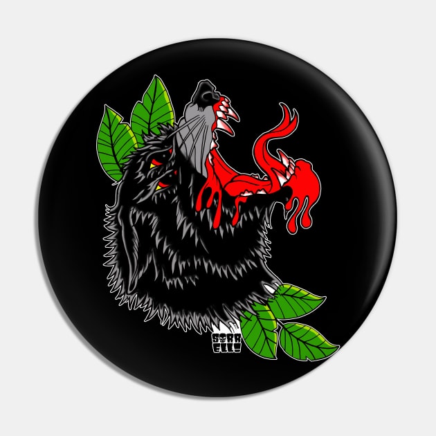 Demonic Wolf Pin by ArtMonsterATX