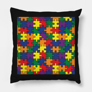 Rainbow Pride Puzzle Pattern Pillow