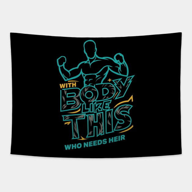 With A Body Like This Who Needs Hair Funny Bald Man Joke Tapestry by GrafiqueDynasty