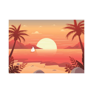 boat and coconut tree T-Shirt