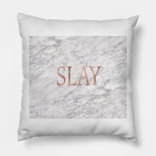 Slay rose gold marble Pillow