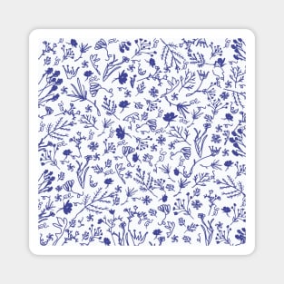 Botanical-Pattern, set, blue, 3, botanic, nature, botanical, floral, flowers, floral-pattern, leaves, plants, minimalist, garden, jungle, leaf, exotic, tropical, flower, boho, cacti, succulent, digital, graphic-design, pattern, Magnet