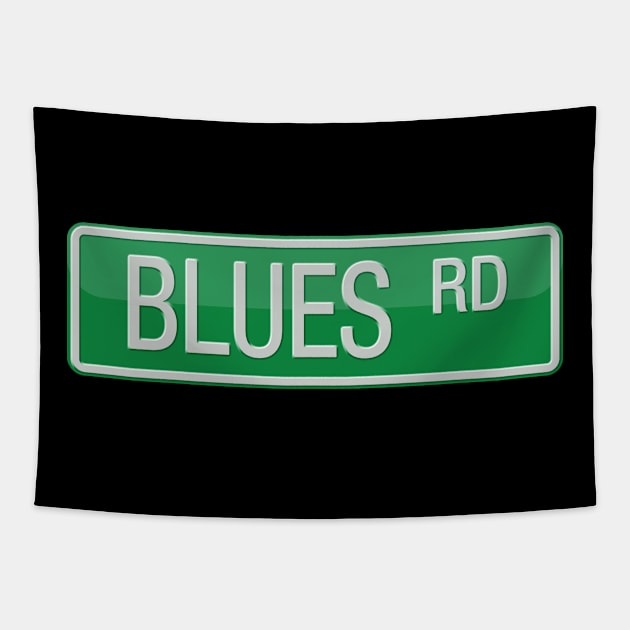 Blues Road Street Sign Tapestry by reapolo