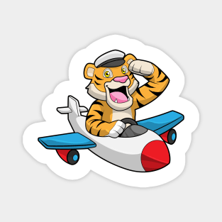 Tiger as Pilot in Plane Magnet