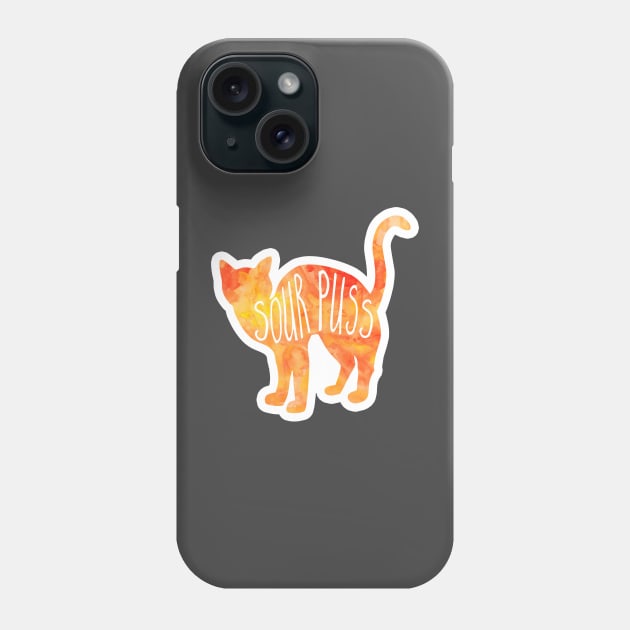 Sour Puss - funny cat pun Phone Case by Shana Russell