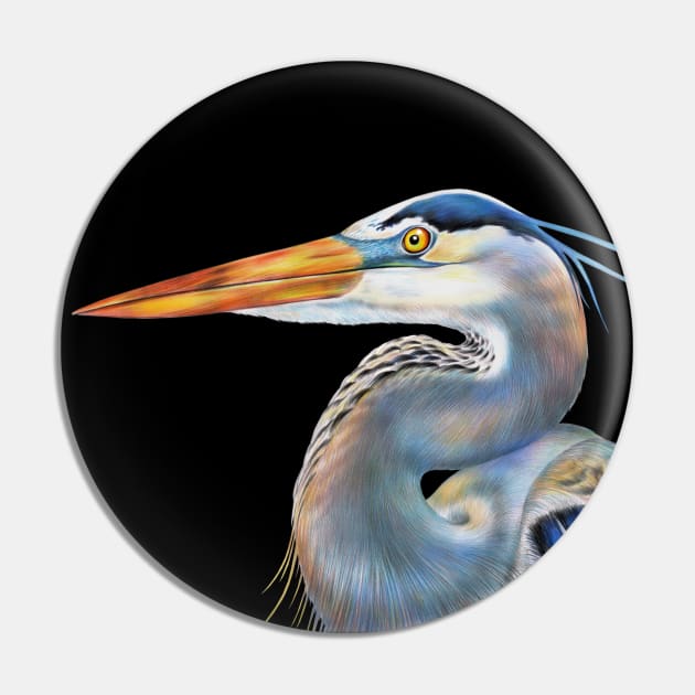 Blue Heron Pin by Tim Jeffs Art