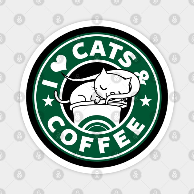 I Love Cats and Coffee Gift For Cats and Coffee Lovers Magnet by BoggsNicolas