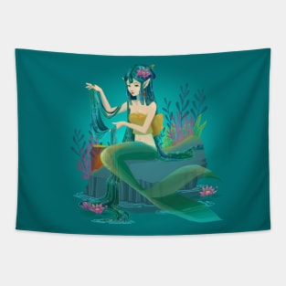 Lily Pond Mermaid Tapestry