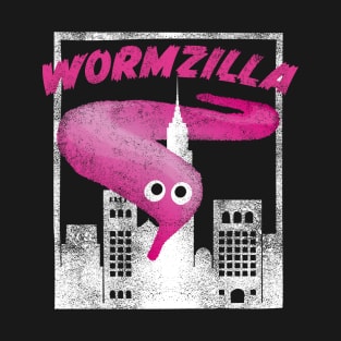 Pink Worm On A String Meme Wormzilla Retro Japanese Style T-Shirt