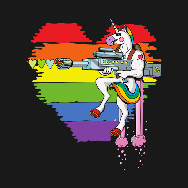 Gay Pride Rainbow Flag Unicorn Shirt by PowderShot