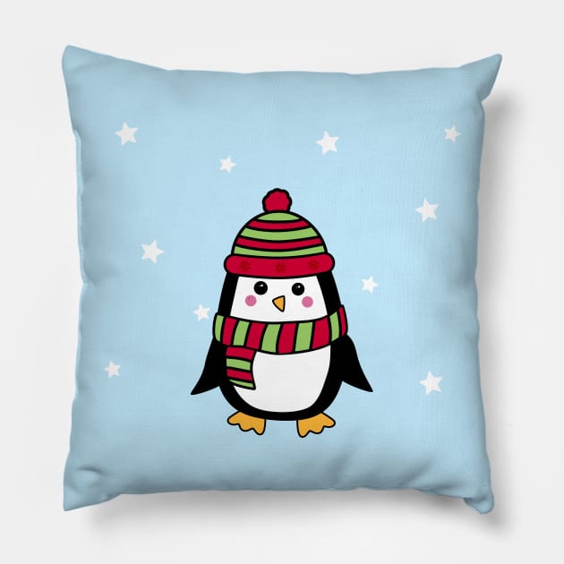 Winter Penguin Pillow by bluevolcanoshop@gmail.com