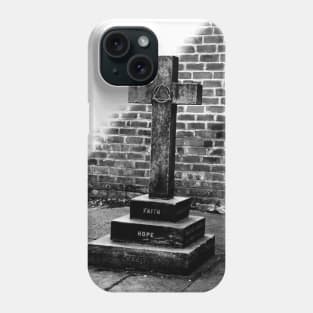 Dark cross on an old church, black and white photography Phone Case