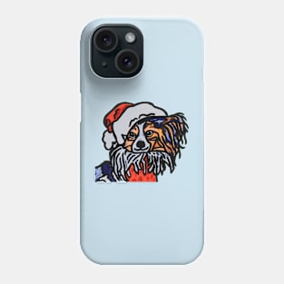 Papillon Dog Santa over Color Phone Case