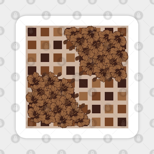 Earth Tones Floral On Geometric Magnet by justrachna